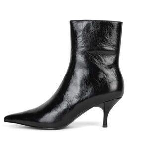 Jeffrey Campbell NWOB Pointed Toe Bootie | Black Crinkle Patent | Size 5 Goth